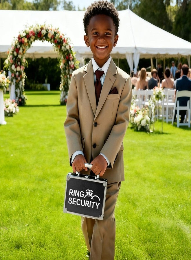COSLANLEE Wedding Ring Bearer Box for Young Boys, Portable Buckle Closured Security Briefcase with Padded Pillow Lining, Ring Bearer Gifts for Ceremony Proposal 7.9 x 5.5 x 3.5 inch - Image 5